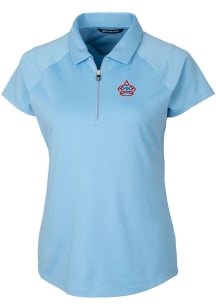Cutter and Buck Miami Marlins Womens Light Blue City Connect Forge Short Sleeve Polo Shirt