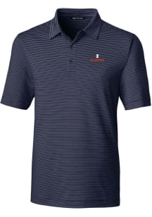 Cutter and Buck Illinois Fighting Illini Mens Navy Blue Forge Pencil Stripe Big and Tall Polos S..