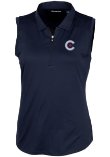 Cutter and Buck Chicago Cubs Womens Navy Blue City Connect Forge Polo Shirt