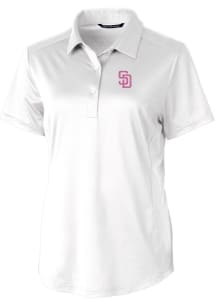 Cutter and Buck San Diego Padres Womens White City Connect Prospect Short Sleeve Polo Shirt