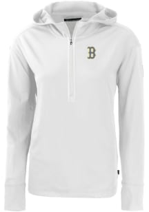 Cutter and Buck Boston Red Sox Womens White City Connect Daybreak Hood 1/4 Zip Pullover
