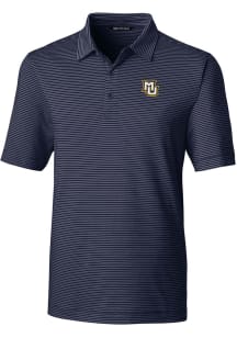 Cutter and Buck Marquette Golden Eagles Mens Navy Blue Forge Pencil Stripe Big and Tall Polos Sh..