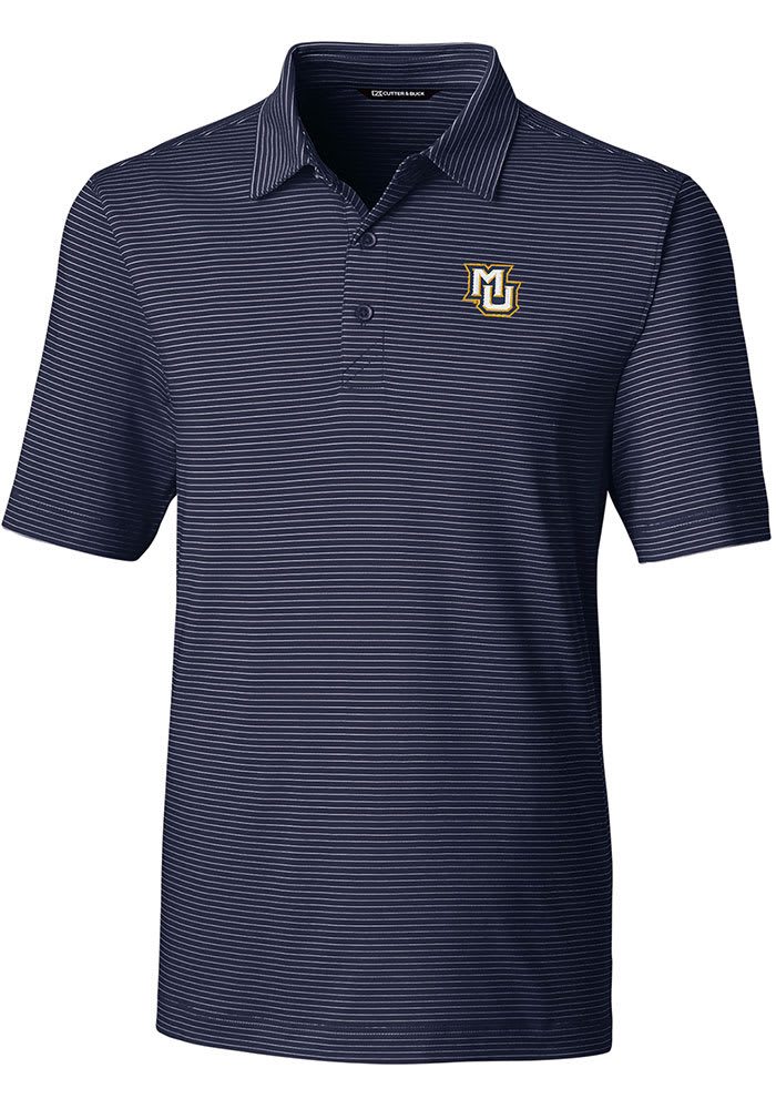 Cutter and Buck Marquette Golden Eagles Mens Navy Blue Forge Pencil Stripe Big and Tall Polos Shirt