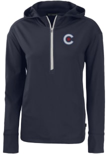 Cutter and Buck Chicago Cubs Womens Navy Blue City Connect Daybreak Hood 1/4 Zip Pullover