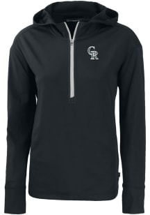 Cutter and Buck Colorado Rockies Womens Black City Connect Daybreak Hood 1/4 Zip Pullover
