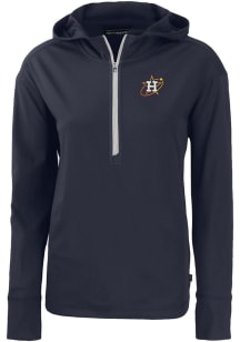 Cutter and Buck Houston Astros Womens Navy Blue City Connect Daybreak Hood 1/4 Zip Pullover