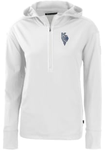 Cutter and Buck Kansas City Royals Womens White City Connect Daybreak Hood 1/4 Zip Pullover