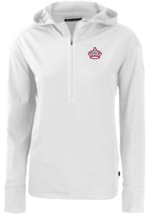 Cutter and Buck Miami Marlins Womens White City Connect Daybreak Hood 1/4 Zip Pullover