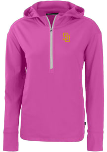 Cutter and Buck San Diego Padres Womens Pink City Connect Daybreak Hood 1/4 Zip Pullover