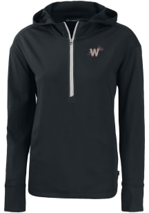 Cutter and Buck Washington Nationals Womens Black City Connect Daybreak Hood 1/4 Zip Pullover