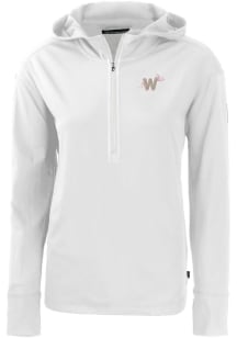 Cutter and Buck Washington Nationals Womens White City Connect Daybreak Hood 1/4 Zip Pullover