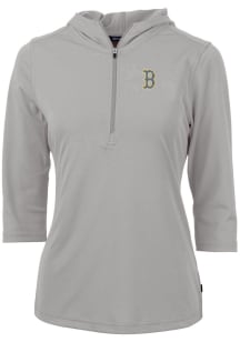 Cutter and Buck Boston Red Sox Womens Grey City Connect Virtue Eco Pique Hooded Sweatshirt