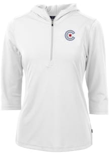 Cutter and Buck Chicago Cubs Womens White City Connect Virtue Eco Pique Hooded Sweatshirt