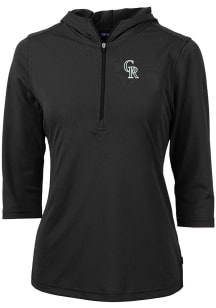 Cutter and Buck Colorado Rockies Womens Black City Connect Virtue Eco Pique Hooded Sweatshirt