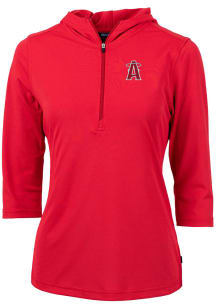 Cutter and Buck Los Angeles Angels Womens Red City Connect Virtue Eco Pique Hooded Sweatshirt