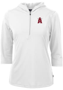 Cutter and Buck Los Angeles Angels Womens White City Connect Virtue Eco Pique Hooded Sweatshirt
