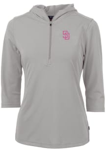 Cutter and Buck San Diego Padres Womens Grey City Connect Virtue Eco Pique Hooded Sweatshirt