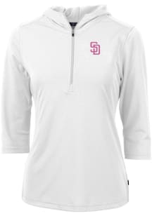 Cutter and Buck San Diego Padres Womens White City Connect Virtue Eco Pique Hooded Sweatshirt