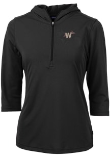 Cutter and Buck Washington Nationals Womens Black City Connect Virtue Eco Pique Hooded Sweatshir..