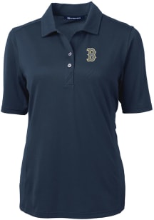 Cutter and Buck Boston Red Sox Womens Navy Blue City Connect Virtue Eco Pique Short Sleeve Polo ..