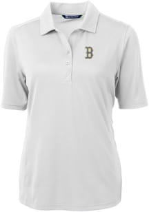 Cutter and Buck Boston Red Sox Womens White City Connect Virtue Eco Pique Short Sleeve Polo Shir..