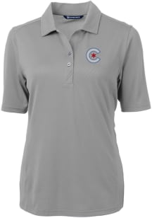 Cutter and Buck Chicago Cubs Womens Grey City Connect Virtue Eco Pique Short Sleeve Polo Shirt