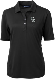 Cutter and Buck Colorado Rockies Womens Black City Connect Virtue Eco Pique Short Sleeve Polo Sh..