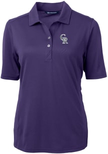Cutter and Buck Colorado Rockies Womens Purple City Connect Virtue Eco Pique Short Sleeve Polo S..