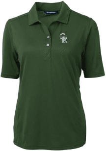 Cutter and Buck Colorado Rockies Womens Green City Connect Virtue Eco Pique Short Sleeve Polo Sh..