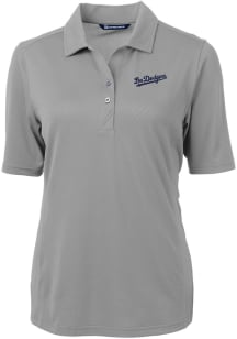 Cutter and Buck Los Angeles Dodgers Womens Grey City Connect Virtue Eco Pique Short Sleeve Polo ..
