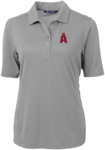 Cutter and Buck Los Angeles Angels Womens Grey City Connect Virtue Eco Pique Short Sleeve Polo S..
