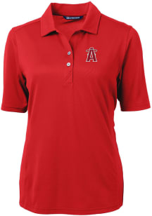 Cutter and Buck Los Angeles Angels Womens Red City Connect Virtue Eco Pique Short Sleeve Polo Sh..