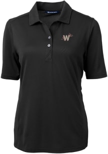 Cutter and Buck Washington Nationals Womens Black City Connect Virtue Eco Pique Short Sleeve Pol..