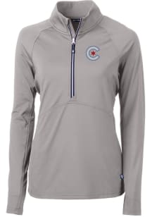 Cutter and Buck Chicago Cubs Womens Grey City Connect Adapt Eco 1/4 Zip Pullover