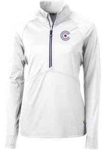 Cutter and Buck Chicago Cubs Womens White City Connect Adapt Eco 1/4 Zip Pullover