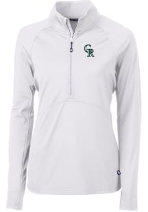 Cutter and Buck Colorado Rockies Womens White City Connect Adapt Eco 1/4 Zip Pullover