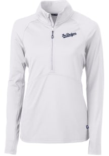 Cutter and Buck Los Angeles Dodgers Womens White City Connect Adapt Eco 1/4 Zip Pullover