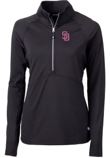 Cutter and Buck San Diego Padres Womens Black City Connect Adapt Eco 1/4 Zip Pullover