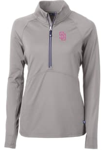 Cutter and Buck San Diego Padres Womens Grey City Connect Adapt Eco 1/4 Zip Pullover