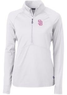 Cutter and Buck San Diego Padres Womens White City Connect Adapt Eco 1/4 Zip Pullover