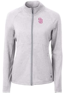 Cutter and Buck San Diego Padres Womens Grey City Connect Adapt Eco Knit Light Weight Jacket