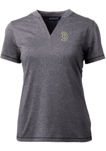 Cutter and Buck Boston Red Sox Womens Charcoal City Connect Forge Short Sleeve T-Shirt
