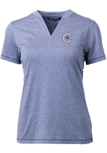 Cutter and Buck Chicago Cubs Womens Blue City Connect Forge Short Sleeve T-Shirt