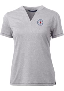 Cutter and Buck Chicago Cubs Womens Grey City Connect Forge Short Sleeve T-Shirt