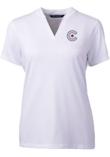 Cutter and Buck Chicago Cubs Womens White City Connect Forge Short Sleeve T-Shirt