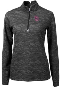 Cutter and Buck San Diego Padres Womens Black City Connect Traverse Camo 1/4 Zip Pullover