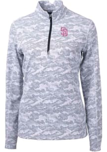 Cutter and Buck San Diego Padres Womens Charcoal City Connect Traverse 1/4 Zip Pullover