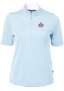 Cutter and Buck Miami Marlins Womens Light Blue City Connect Virtue Eco Pique Short Sleeve Polo ..
