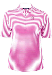 Cutter and Buck San Diego Padres Womens Pink City Connect Virtue Eco Pique Short Sleeve Polo Shi..
