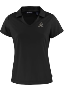 Cutter and Buck Arizona Diamondbacks Womens Black City Connect Daybreak V Neck Short Sleeve Polo..